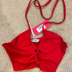 Red crop tube top
